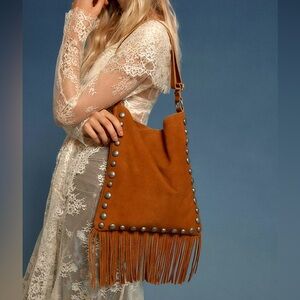 New w/ Flaw Catalina Fringe Suede Crossbody Bag